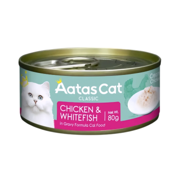 Aatas Cat Creamy Chicken & Whitefish 80g Carton (24 Cans)